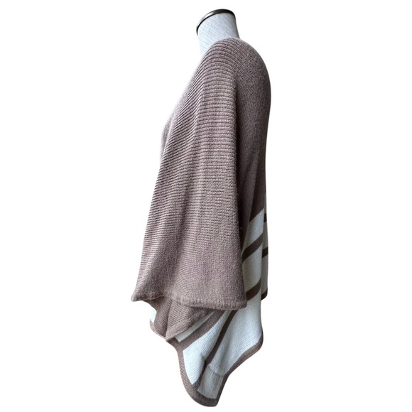 Brochu Walker City Alpaca Wool Brown Cream Striped Sweater Poncho One Size - Picture 3 of 8